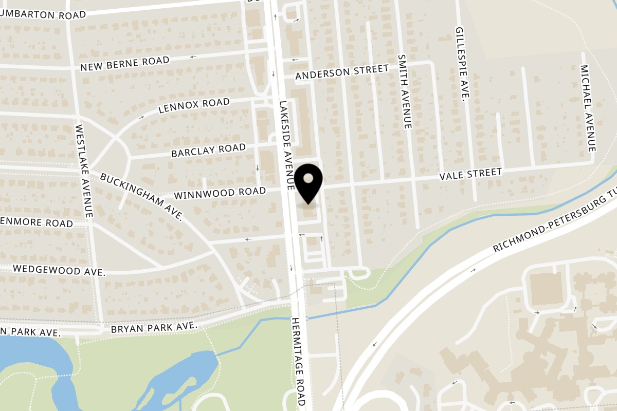 Map showing the location of Arianna's Italian Grill Lakeside on 5107 Lakeside Ave in Henrico